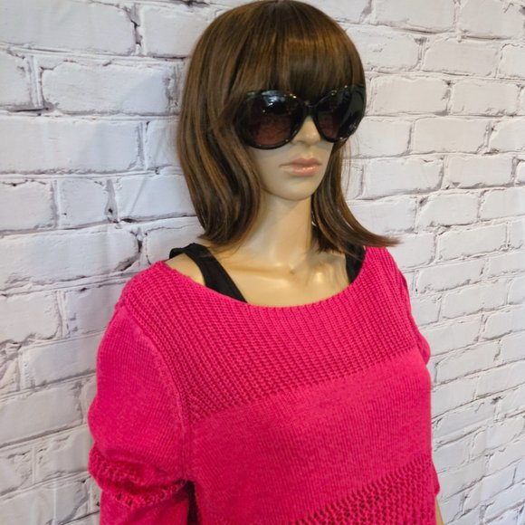 Chelsea & Theodore, Hot pink open knit sweater - Picture 5 of 9